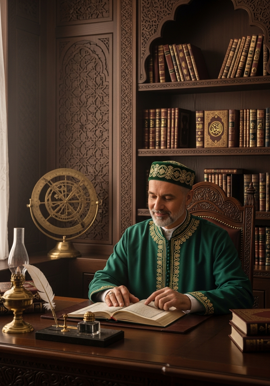 Prof. Raza Jafferi — Islamic spiritual scholar in his study